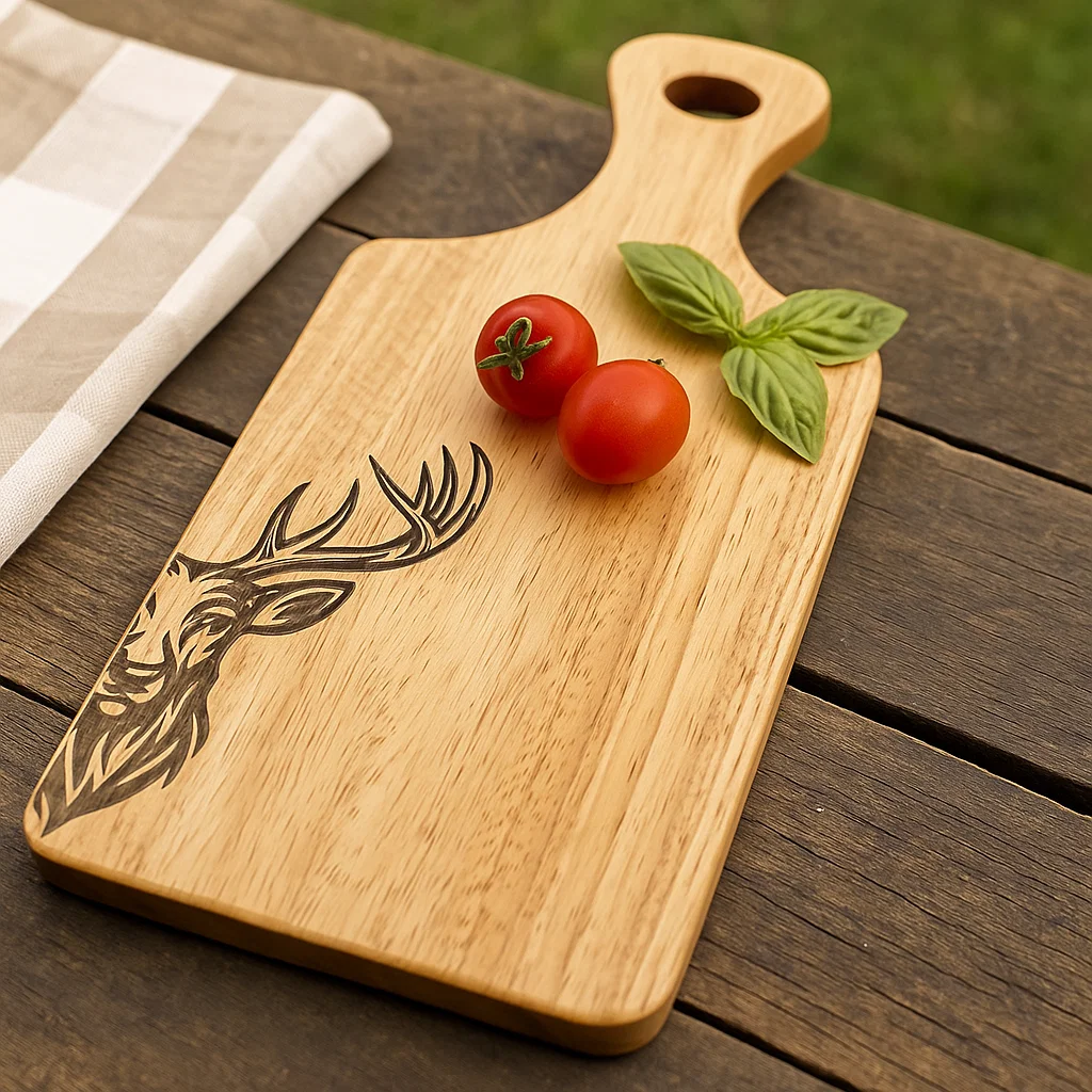 Engraved Scottish serving board featuring a detailed Stag design.