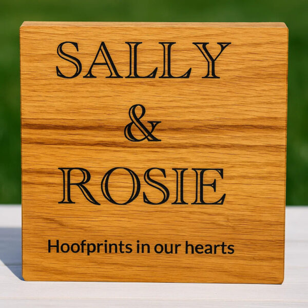 Oak Sign with engraved pets name and message