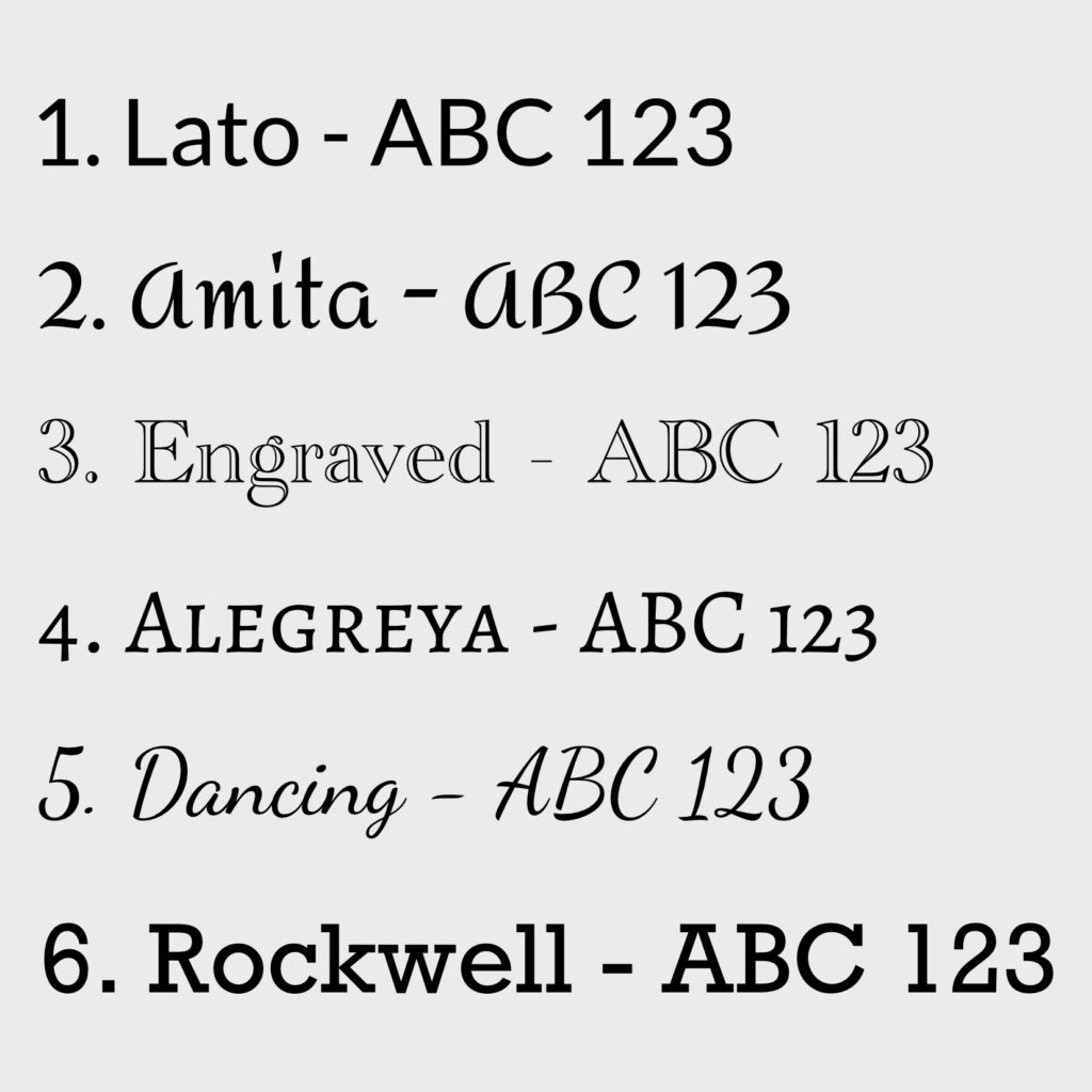 Text options for stable and house signs