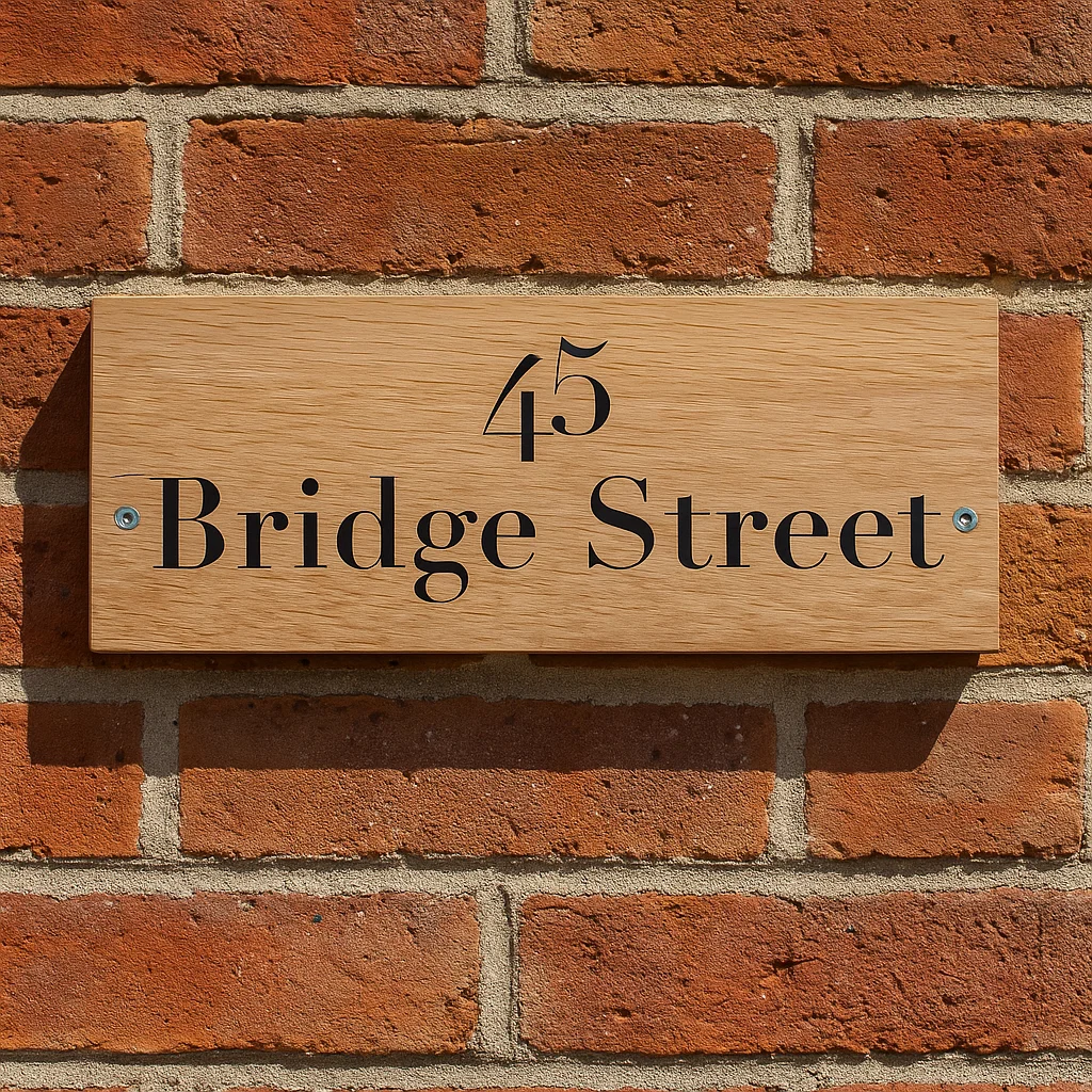Personalised and custom oak house sign