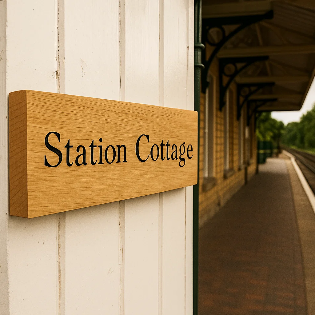 Personalised and custom oak house sign