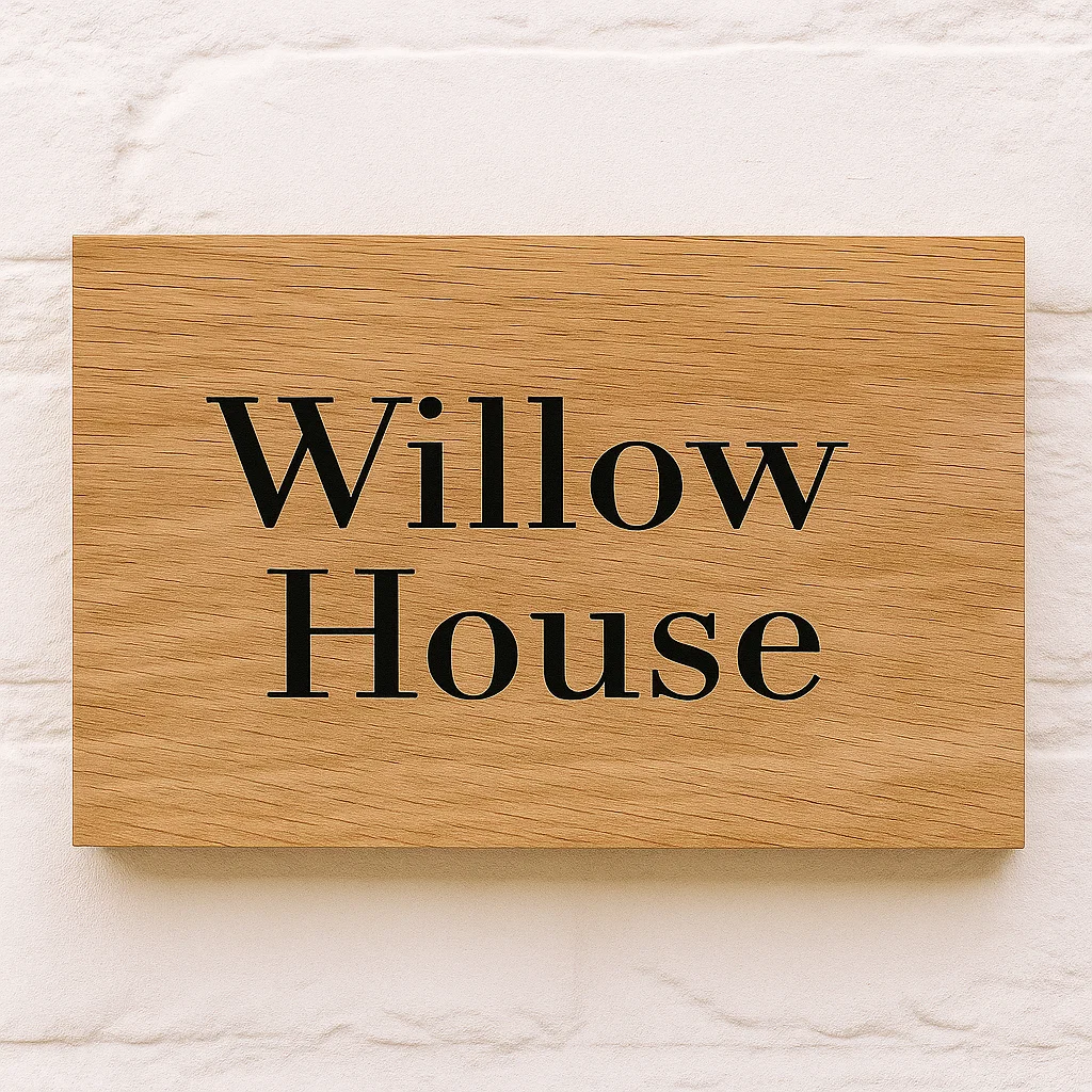 Personalised and custom oak house sign