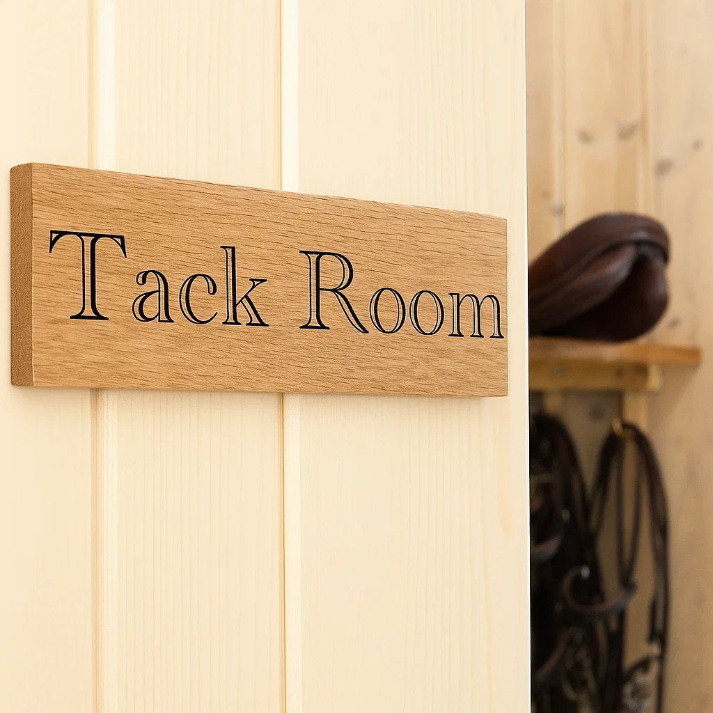 Customisable oak stable room sign