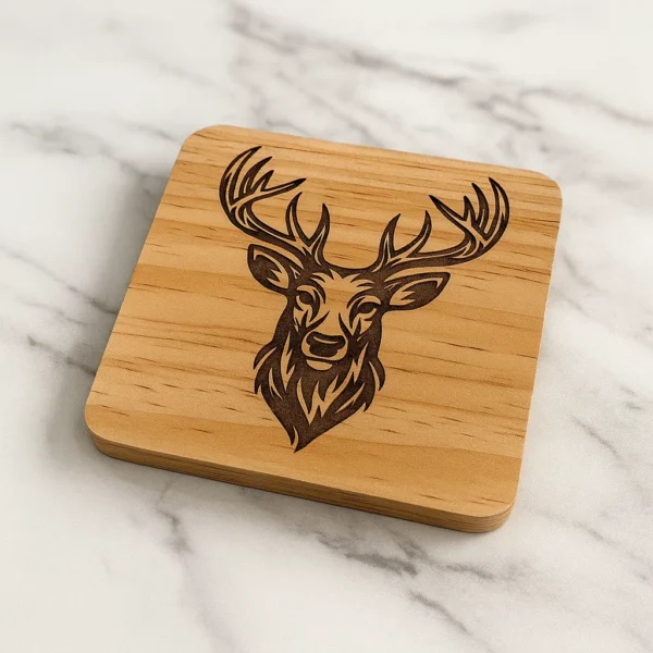 Wooden coater with a Stag Head engraved in it