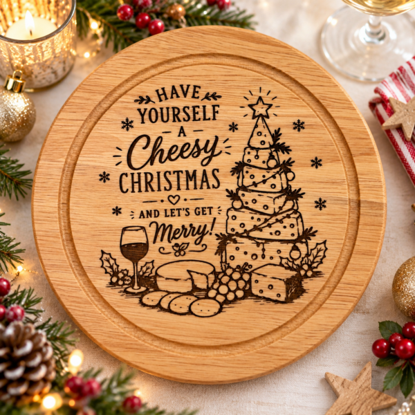 Cheese Board & Knife Gift Set - Cheesy Christmas