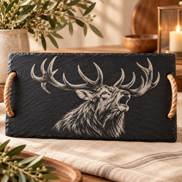 Slate Serving Board with Rope Handles - Roaring Stag