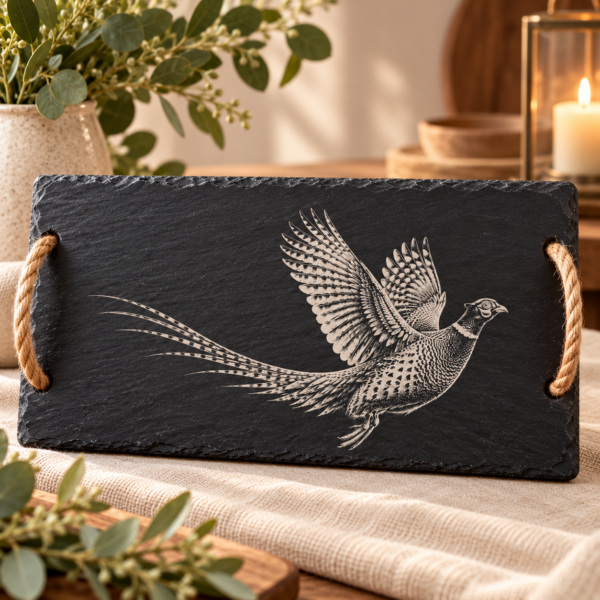 Slate Serving Board with Rope Handles - Flying Pheasant